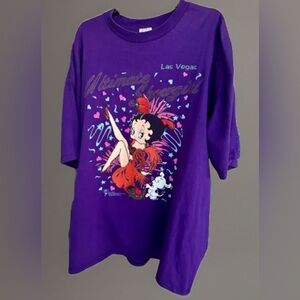 Vintage 97 Betty Boop Las Vegas Showgirl Short Sleeve Crew Neck Cotton TShirt XL